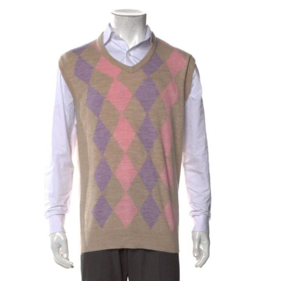 Christian Dior Argyle Sweater Vest‎ Vintage 80s Preppy Size Men's Medium - Picture 7 of 7